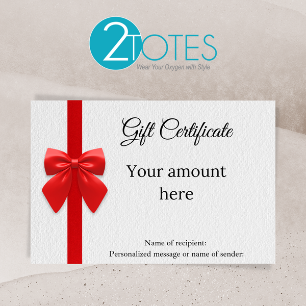 O2totes Gift Cards-Electronically sent to your email s you can print & give - O2TOTES